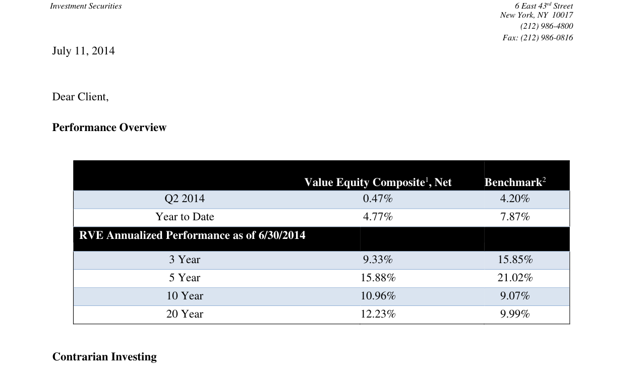 Robotti & Company Advisors Q2 2014 Letter
