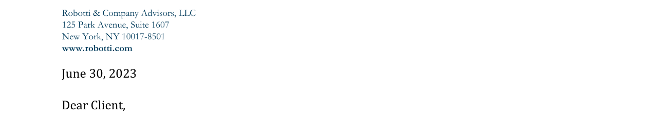 Robotti & Company Advisors Q2 2023 Letter